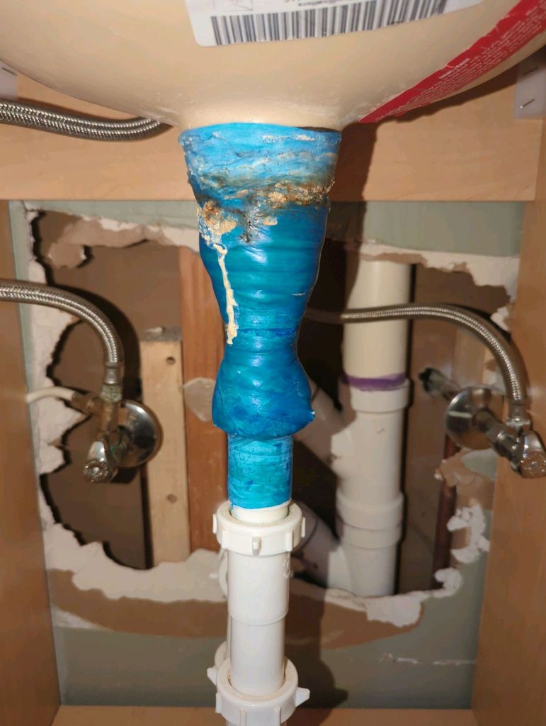 improperly repaired sink drain